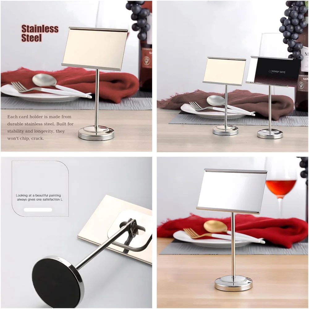 Stainless Steel Buffet Food Name Card Holder – Elegant and Durable Name Card Stand for Weddings, Catering Events, and Restaurants Buffets – 11cm