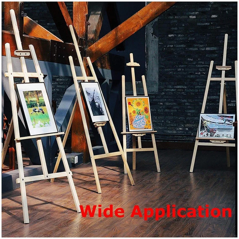 Wooden Display Adjustable Stand Heavy Artist Easel 3 Legs for Painting, Holding Pictures, Display and Advertisements. 5 Feet (152 cm). Showroom Display, Painting, Drawing. (Wooden)