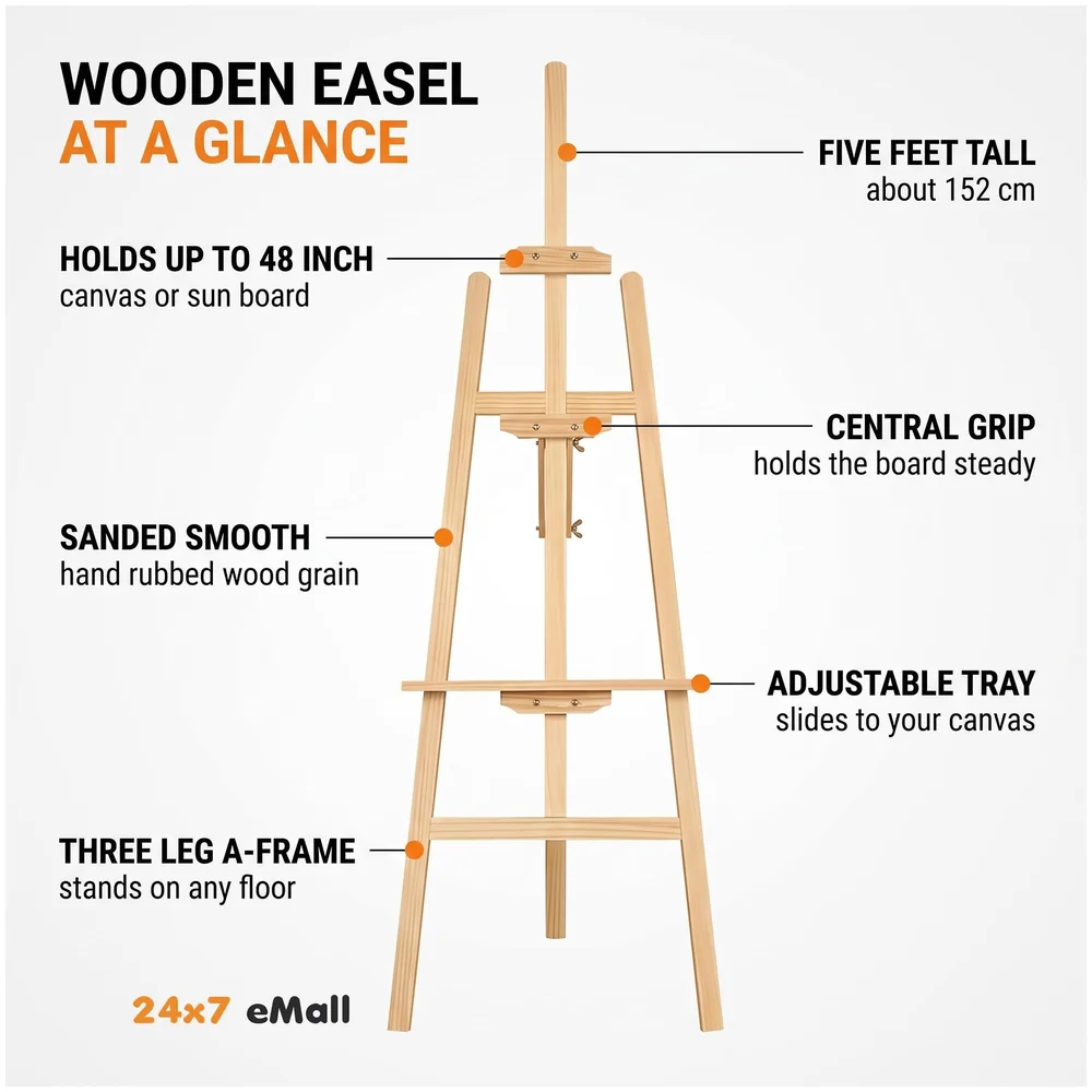 Wooden Artist Easel 5 Ft 150 cm Adjustable 3 Legs Floor Display