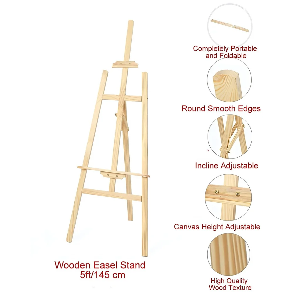 Wooden Artist Easel 5 Ft 150 cm Adjustable 3 Legs Floor Display