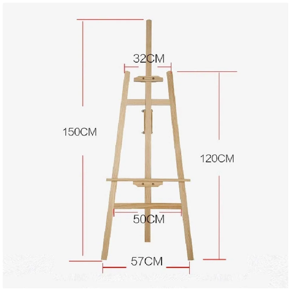 5 ft (152cm) Wooden Easel Canvas Holder Adjustable Stand for Painting, Artist Display, Advertisements and Showroom Drawing (Wood)
