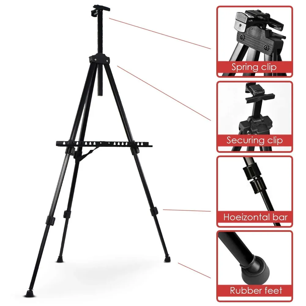 Pack of 2 Easel for Art Adjustable Lightweight Telescopic Artist Display Stand with Carry Bag. Showroom Display Stand (2 Pcs)