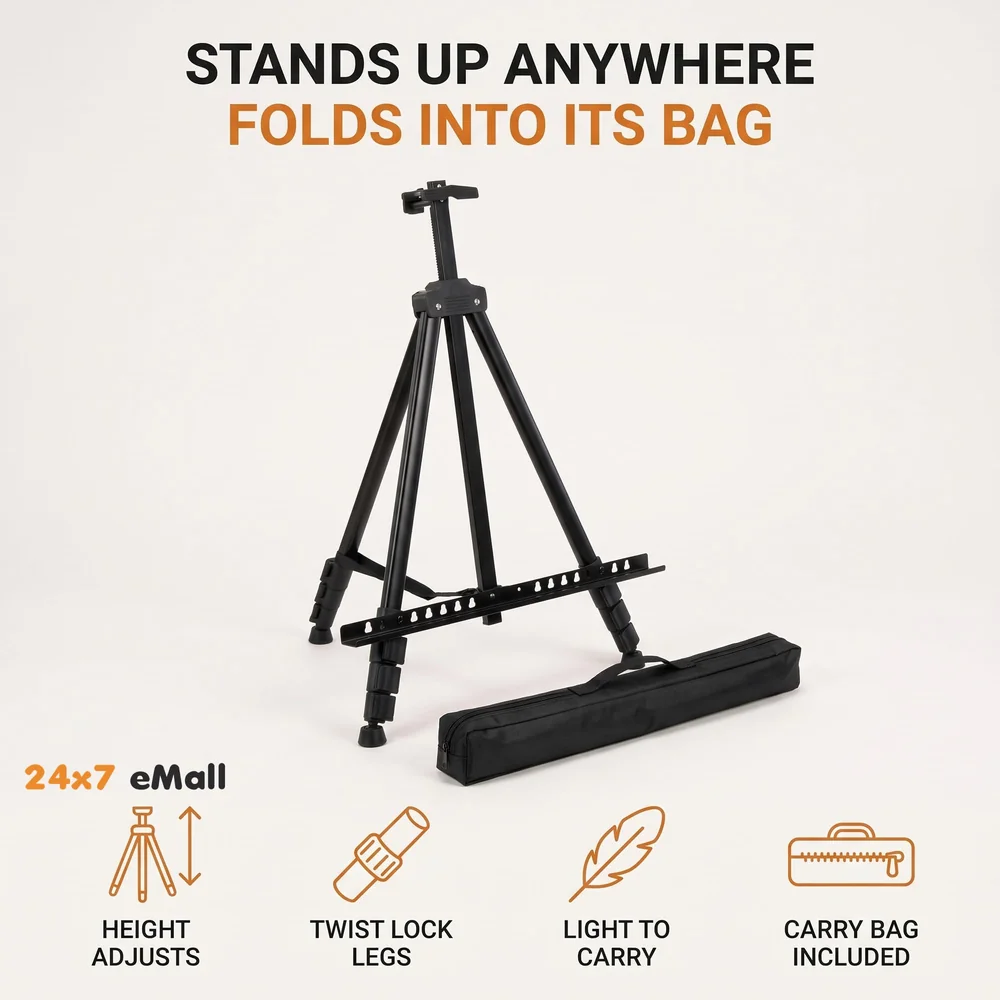 Easel for Art Adjustable Lightweight Telescopic Artist Display Stand with Carry Bag. Showroom Display Stand (1 PC)