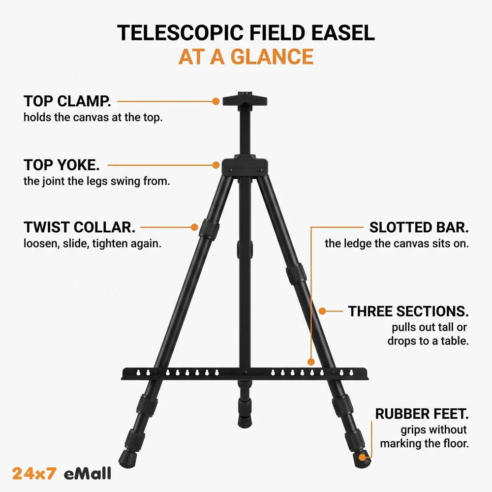Easel for Art Adjustable Lightweight Telescopic Artist Display Stand with Carry Bag. Showroom Display Stand (1 PC)