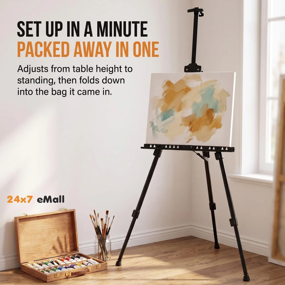 Easel for Art Adjustable Lightweight Telescopic Artist Display Stand with Carry Bag. Showroom Display Stand (1 PC)