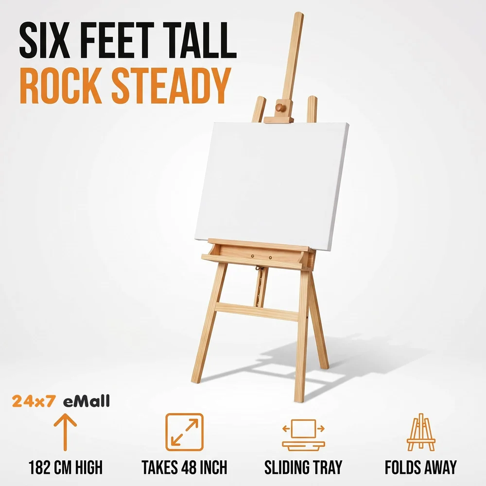 Wooden Easel Canvas Holder 6 Ft 182 cm White Board Artist Stand