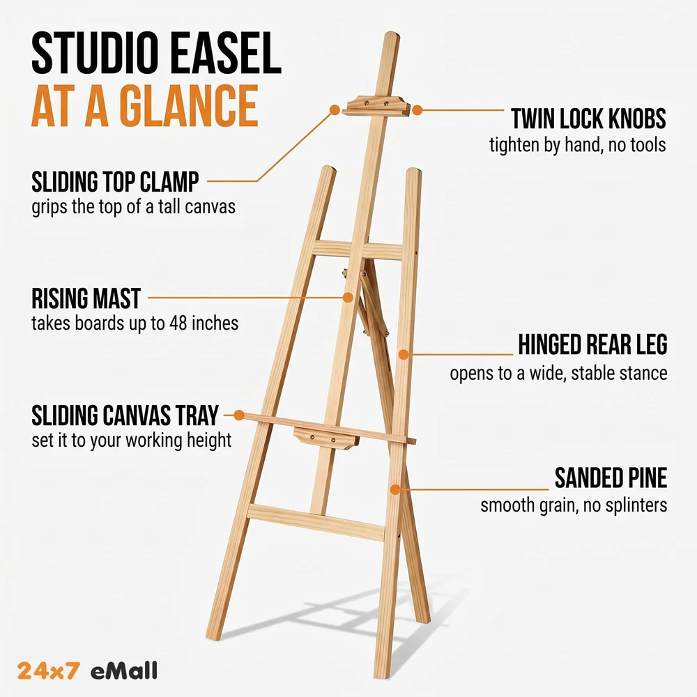 Wooden Easel Canvas Holder 6 Ft 182 cm White Board Artist Stand