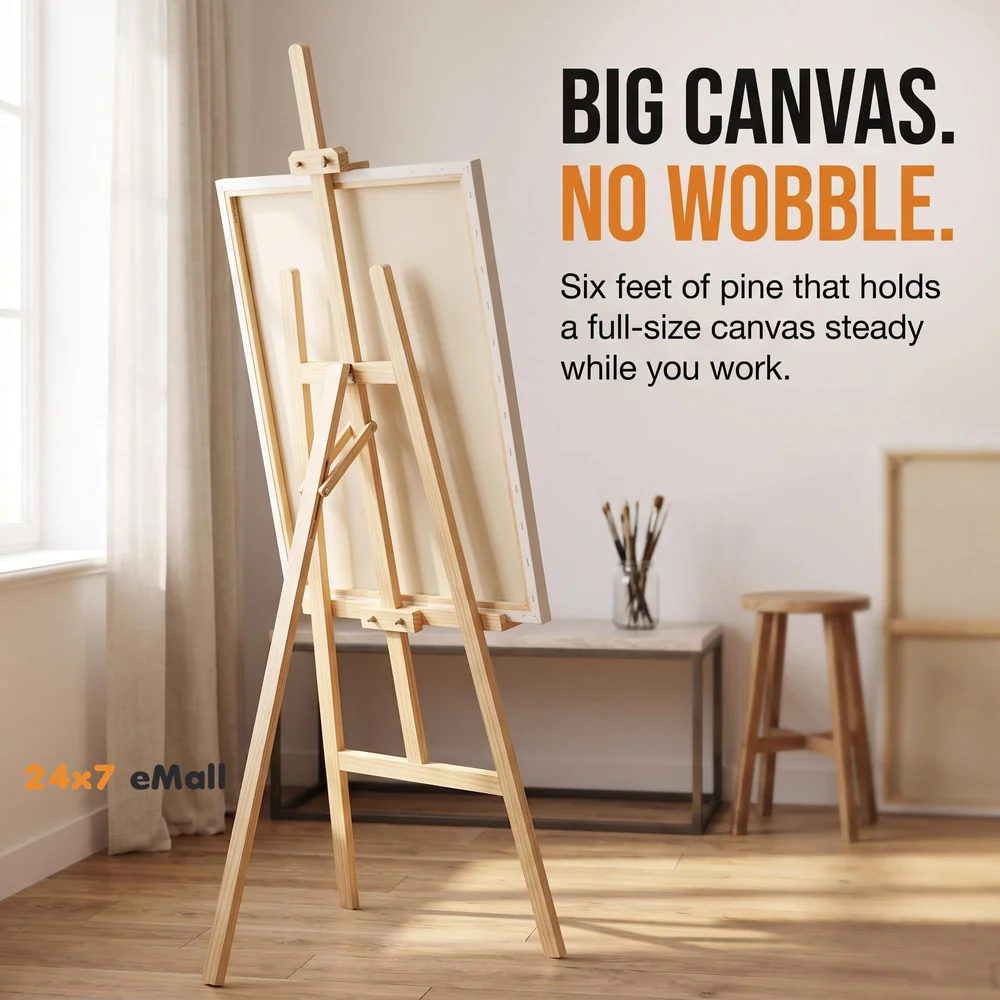 Wooden Easel Canvas Holder 6 Ft 182 cm White Board Artist Stand
