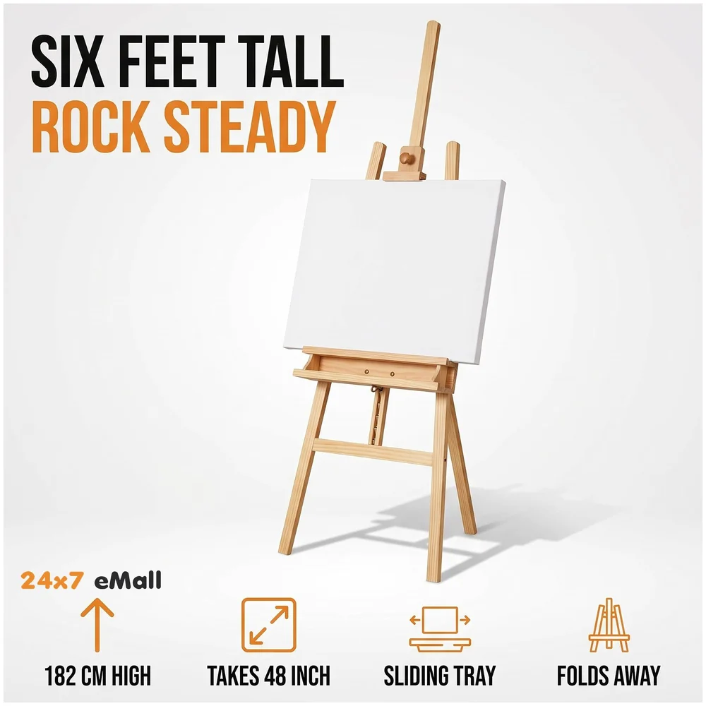 Wooden Easel Canvas Holder 6 Ft 182 cm White Board Artist Stand