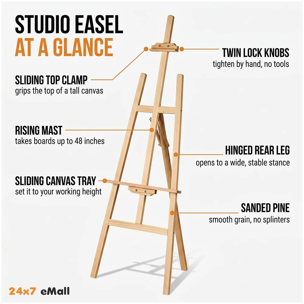 Wooden Easel Canvas Holder 6 Ft 182 cm White Board Artist Stand