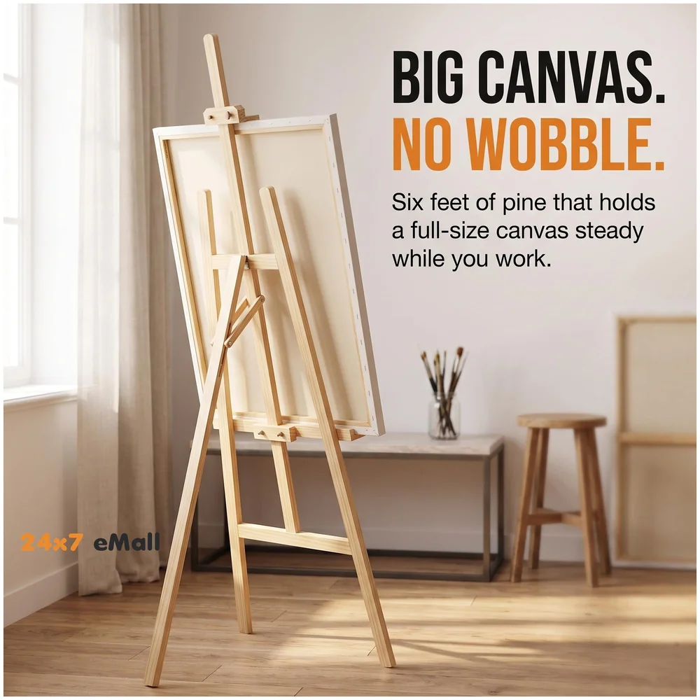 Wooden Easel Canvas Holder 6 Ft 182 cm White Board Artist Stand