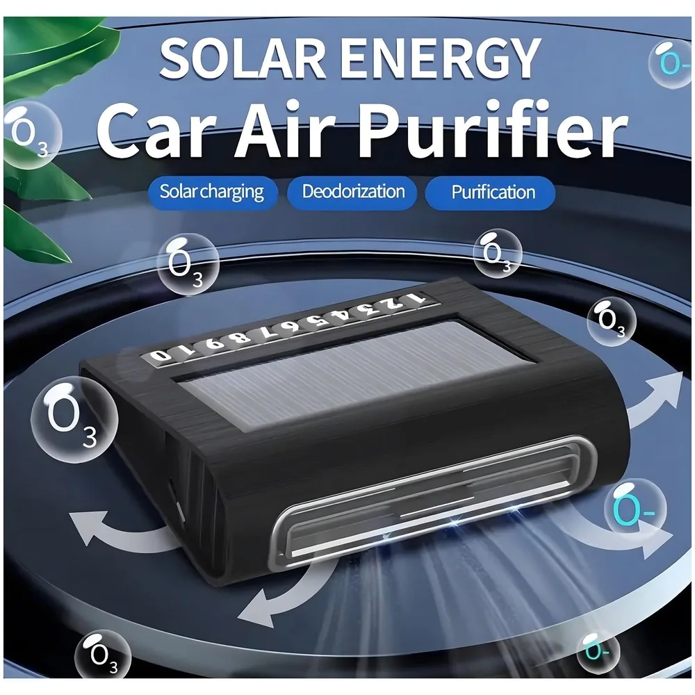 Car Air Purifier Solar Powered – Fresh Air Automatic Quiet Portable Air Purifier for Car, Removes 99.9% of Dust, Smoke, Odours, and Harmful Particles, Ideal for Car Office Bedroom