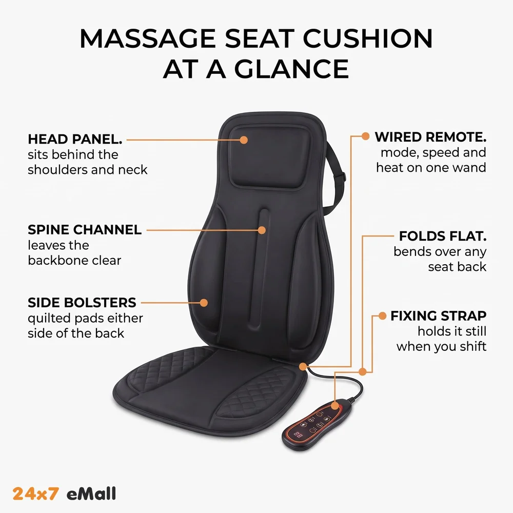 Full Body Massage Cushion With 9 Massage Modes For Home Car Office Relax Heating Vibration Back Massager Electric Body Pain Relief Seat Pad Massage Chair Cushion With Plug And Car Plug