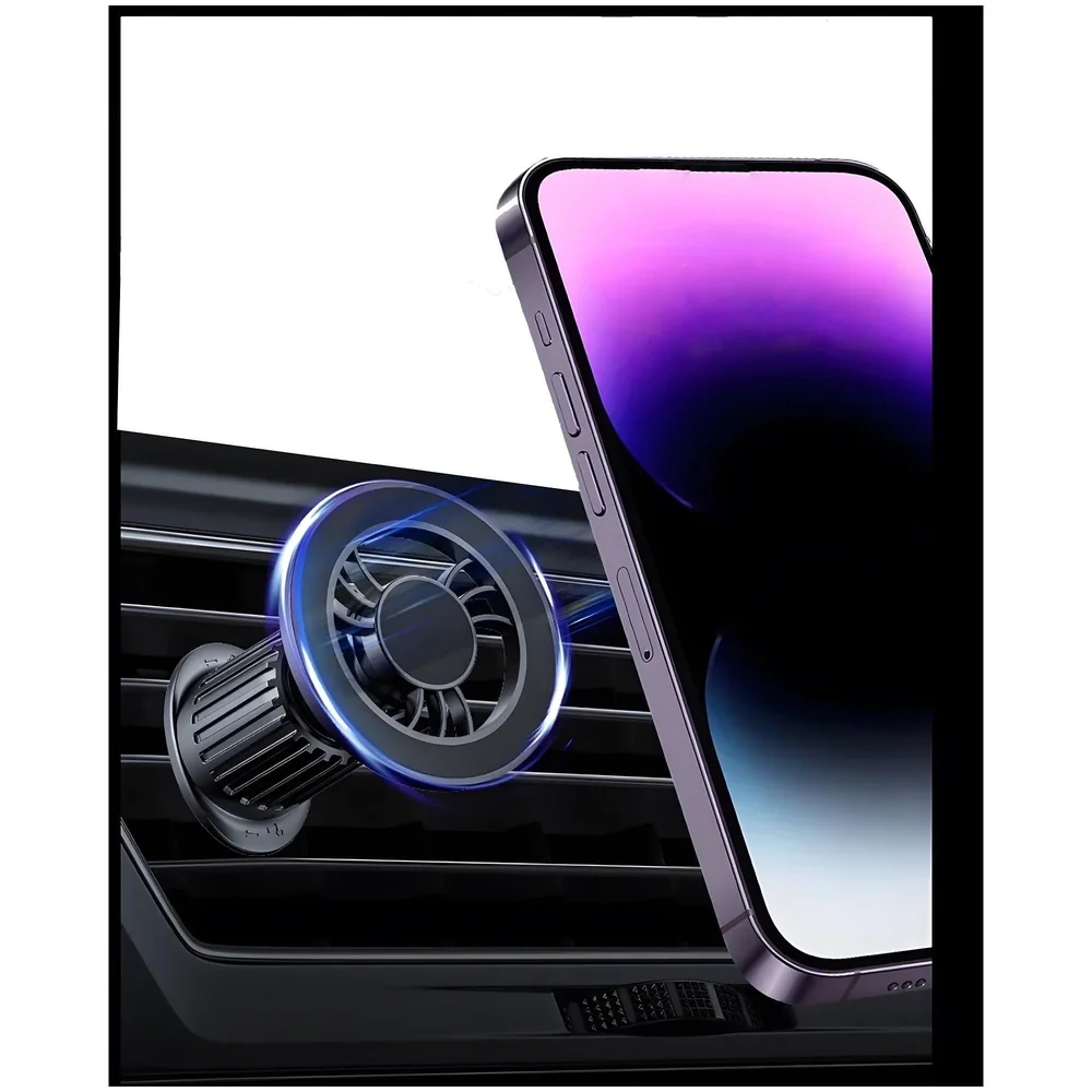 Magnetic Car Phone Mount Holder, Universal AC Vent Installation, 9cm x 6cm, with Strong Magnets and Metal Stickers, for All Mobile Phones