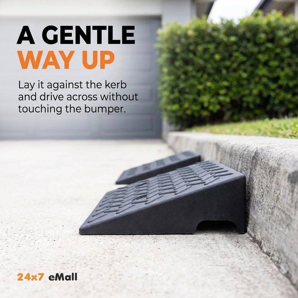 Portable Heavy Duty Curb Ramp For Cars And Bikes Scooters Wheelchairs | Anti-Slip Textured Surface | Grid Base Driveway Garage Loading Dock | 500x320x110mm