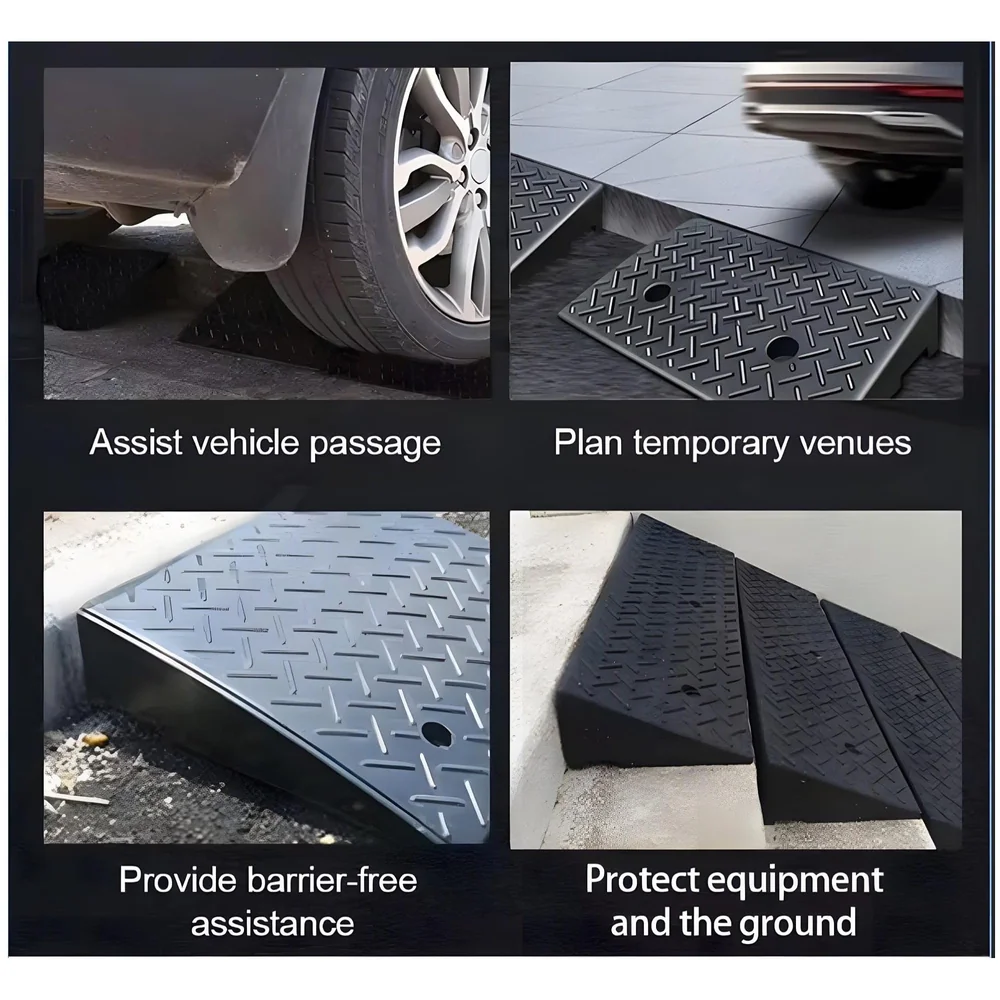 Portable Heavy Duty Curb Ramp For Cars And Bikes Scooters Wheelchairs | Anti-Slip Textured Surface | Grid Base Driveway Garage Loading Dock | 500x320x110mm