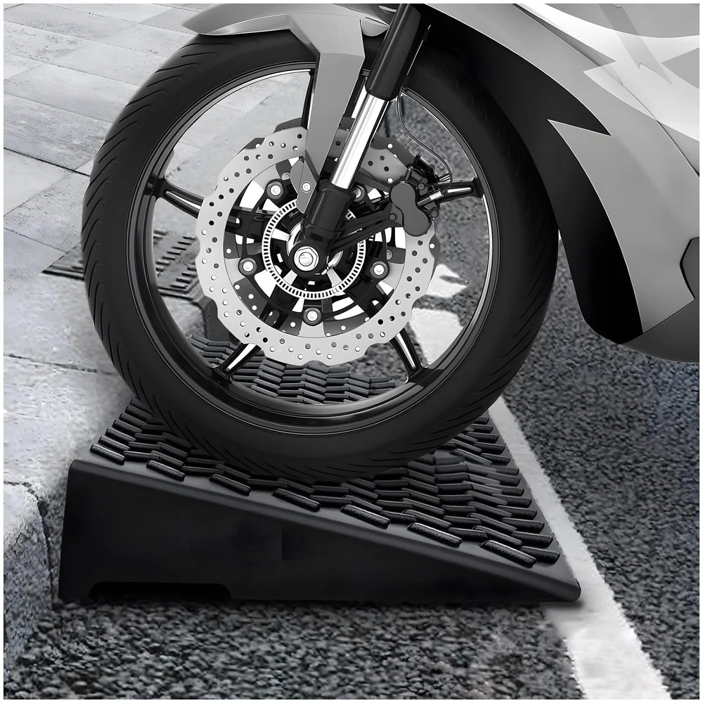 Portable Heavy Duty Curb Ramp For Cars And Bikes Scooters Wheelchairs | Anti-Slip Textured Surface | Grid Base Driveway Garage Loading Dock | 500x320x110mm