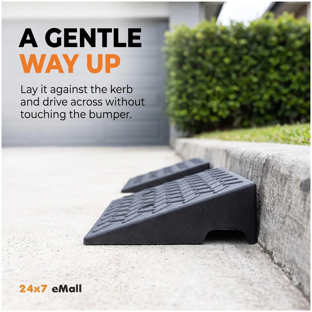 Portable Heavy Duty Curb Ramp for Cars and Bikes Scooters Wheelchairs | Anti-Slip Textured Surface | Grid Base Driveway Garage Loading Dock | 500x320x110mm Premium