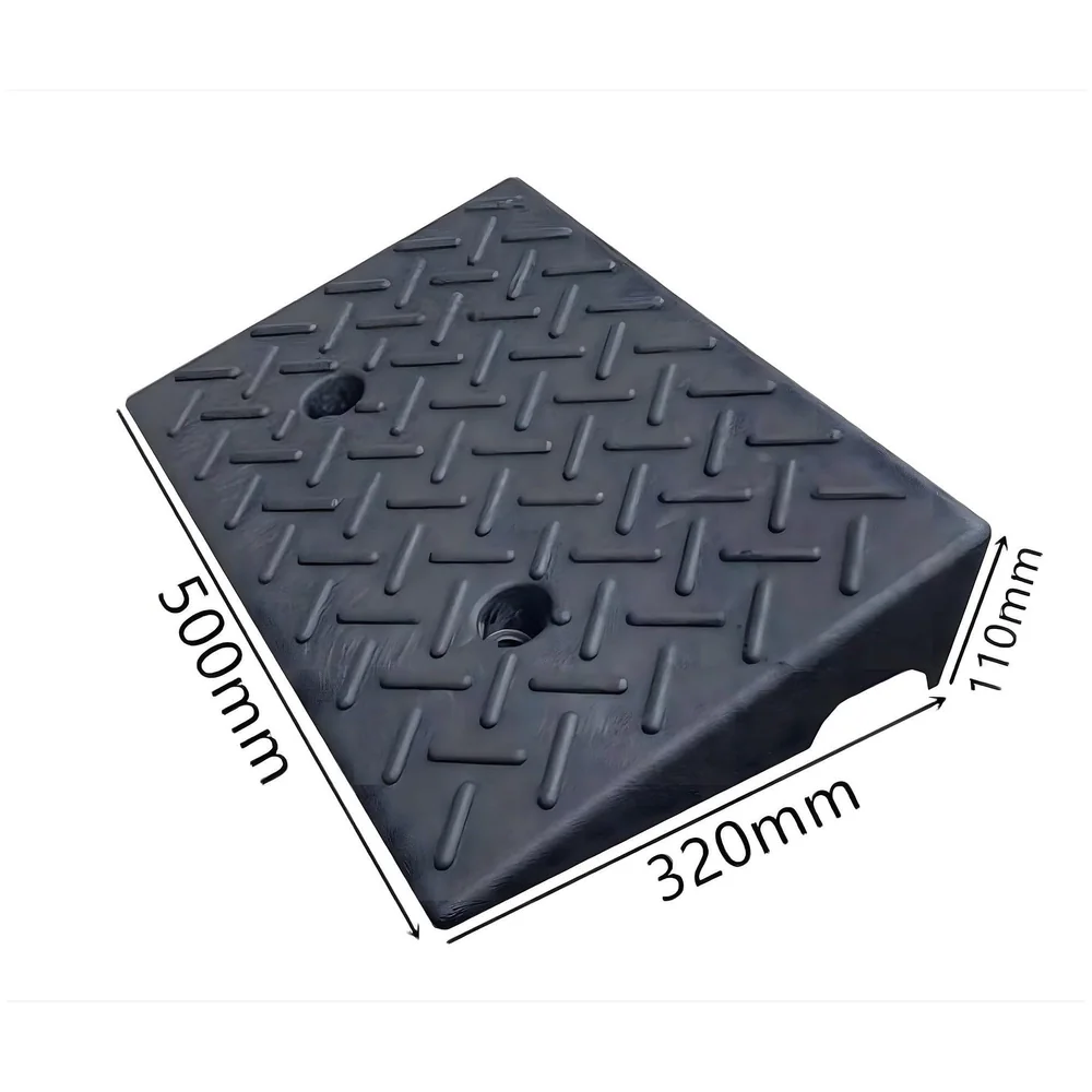 Portable Heavy Duty Curb Ramp for Cars and Bikes Scooters Wheelchairs | Anti-Slip Textured Surface | Grid Base Driveway Garage Loading Dock | 500x320x110mm Premium