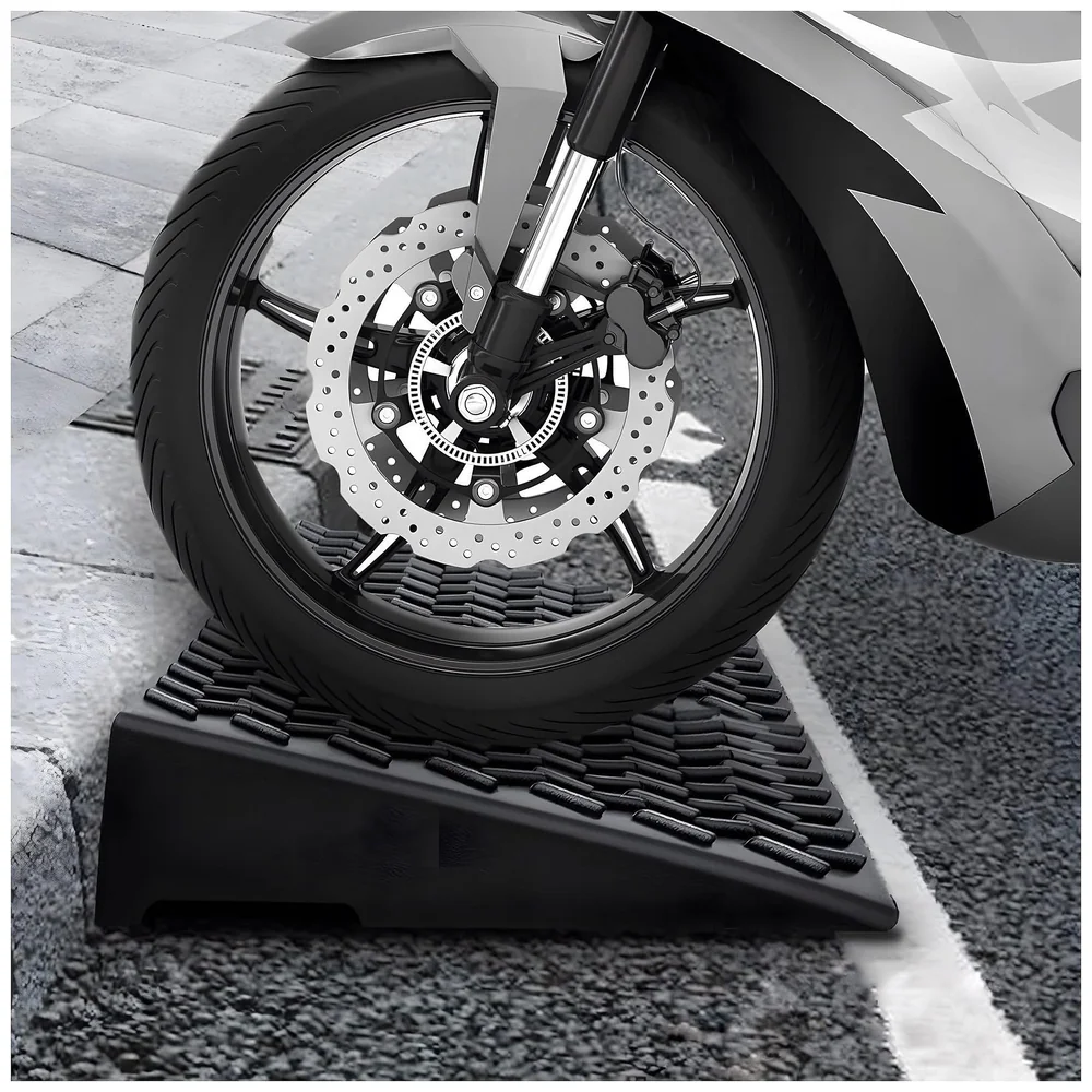 Portable Heavy Duty Curb Ramp for Cars and Bikes Scooters Wheelchairs | Anti-Slip Textured Surface | Grid Base Driveway Garage Loading Dock | 500x320x110mm Premium