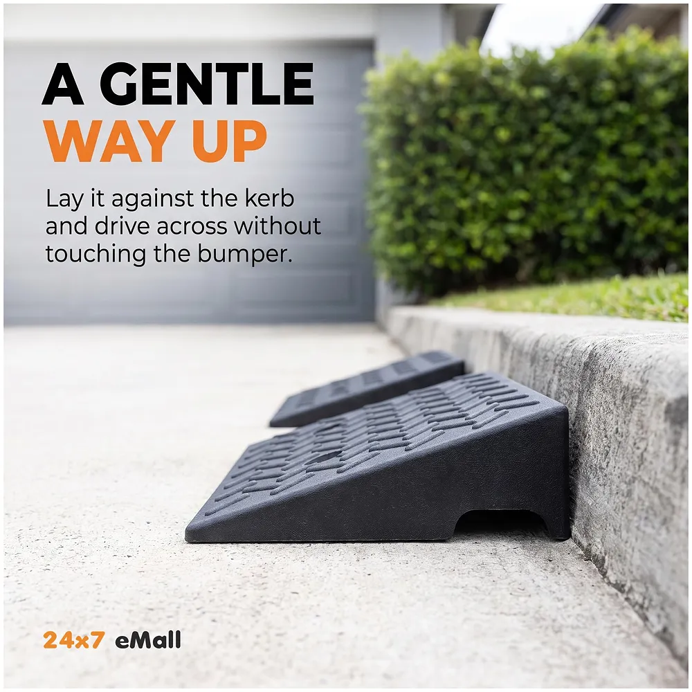 Portable Heavy Duty Curb Ramp for Cars and Bikes Scooters Wheelchairs | Anti-Slip Textured Surface | Grid Base Driveway Garage Loading Dock | 500x320x110mm Premium