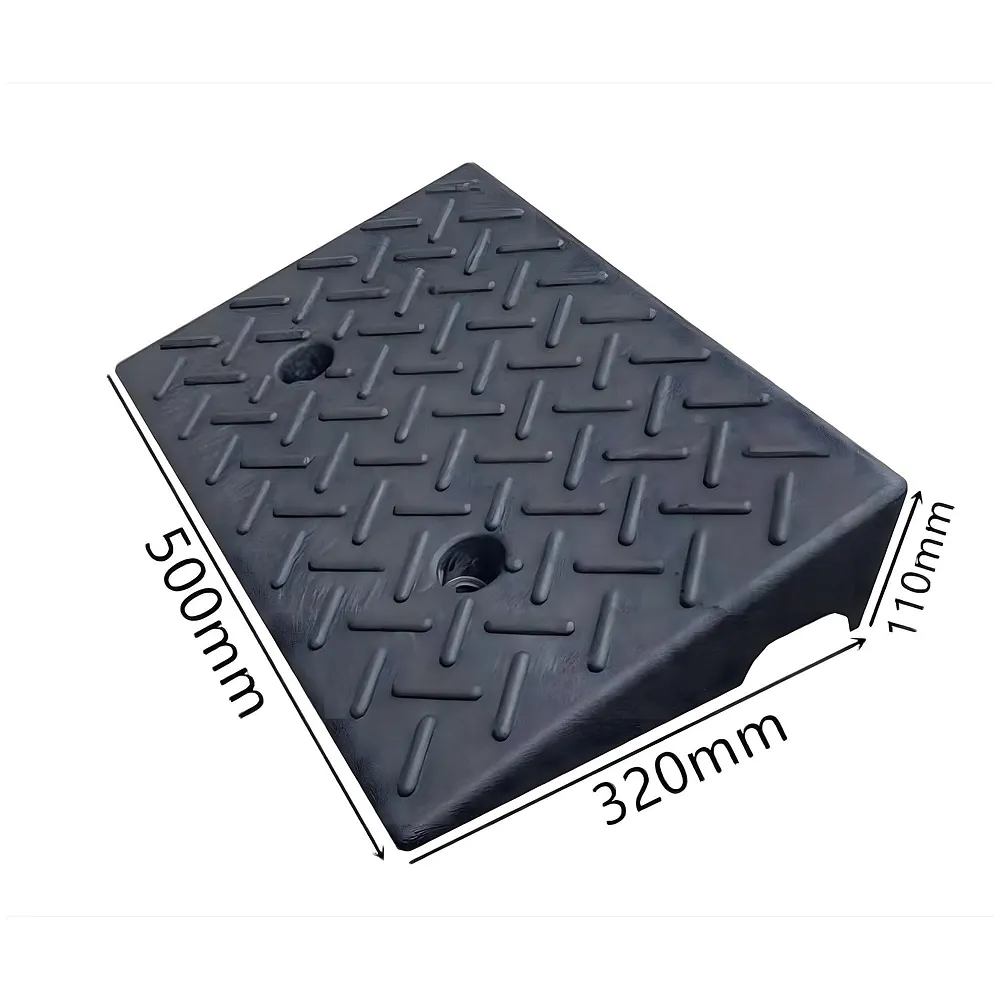 Portable Heavy Duty Curb Ramp for Cars and Bikes Scooters Wheelchairs | Anti-Slip Textured Surface | Grid Base Driveway Garage Loading Dock | 500x320x110mm Premium