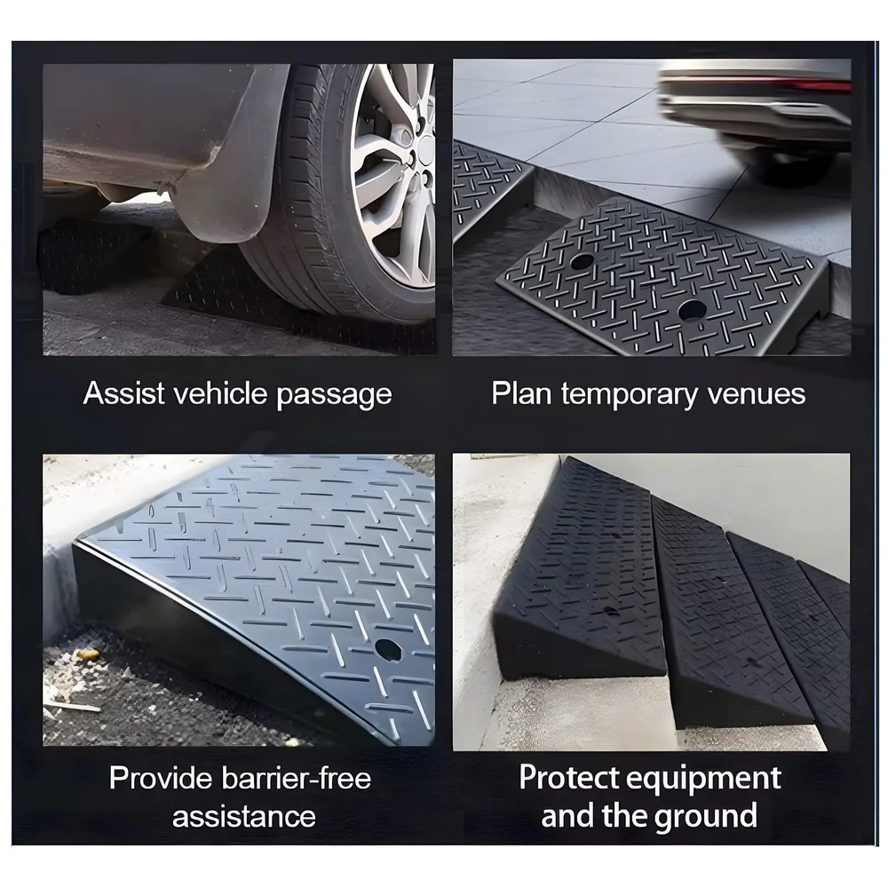 Portable Heavy Duty Curb Ramp for Cars and Bikes Scooters Wheelchairs | Anti-Slip Textured Surface | Grid Base Driveway Garage Loading Dock | 500x320x110mm Premium
