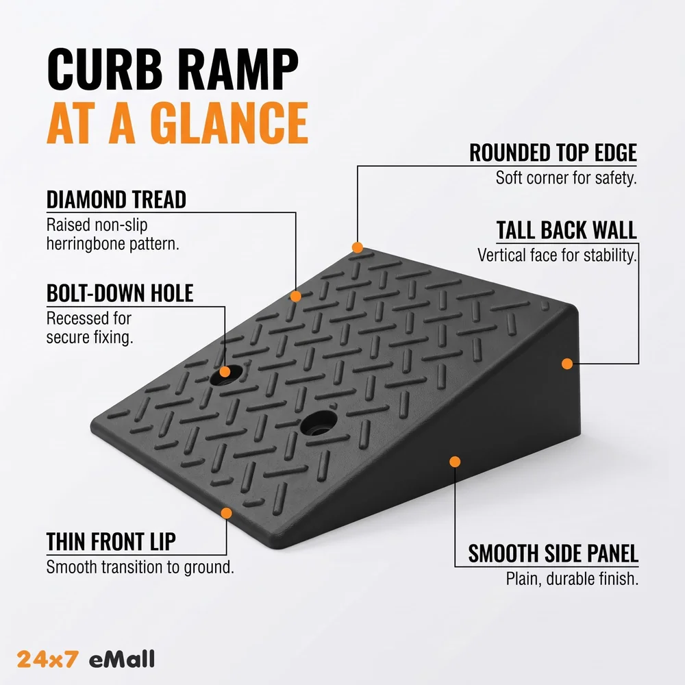 Heavy Duty Curb Ramp Anti Slip for Cars Bikes 50 x 32 x 13 cm