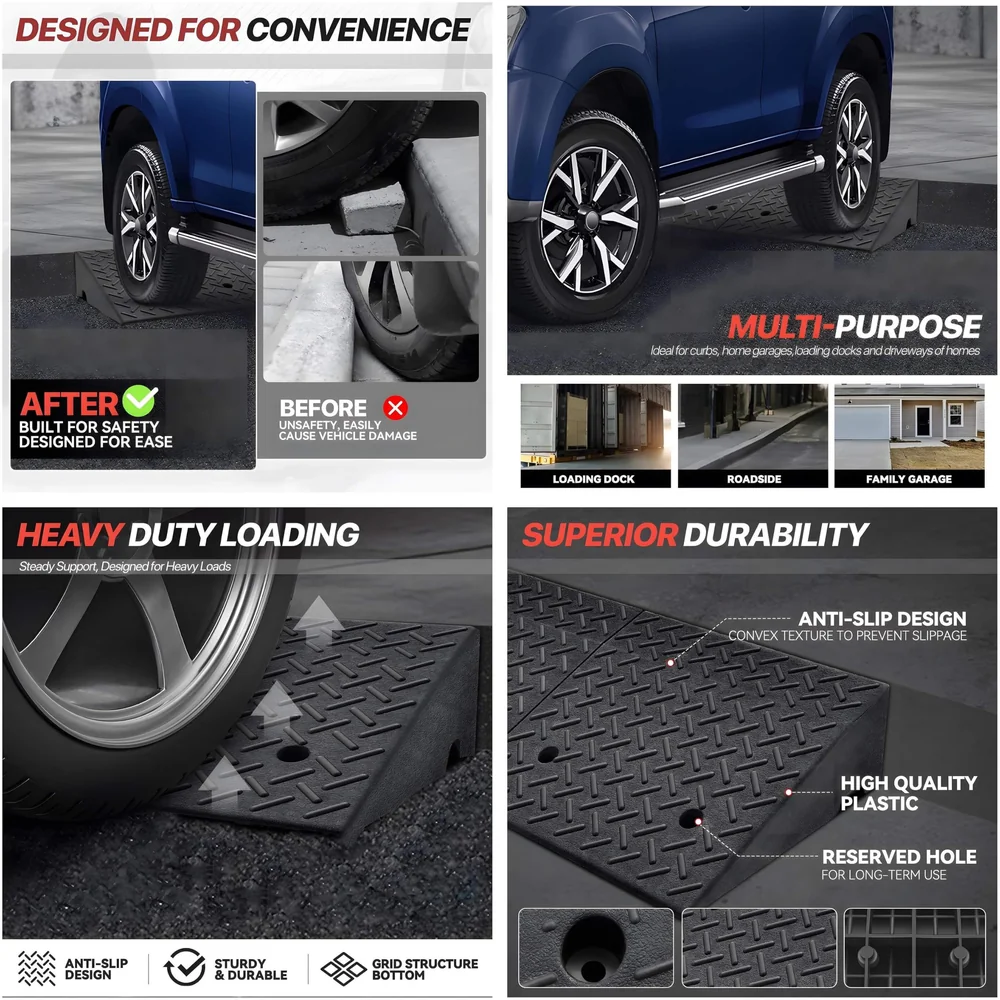 Heavy Duty Curb Ramp Anti Slip for Cars Bikes 50 x 32 x 13 cm