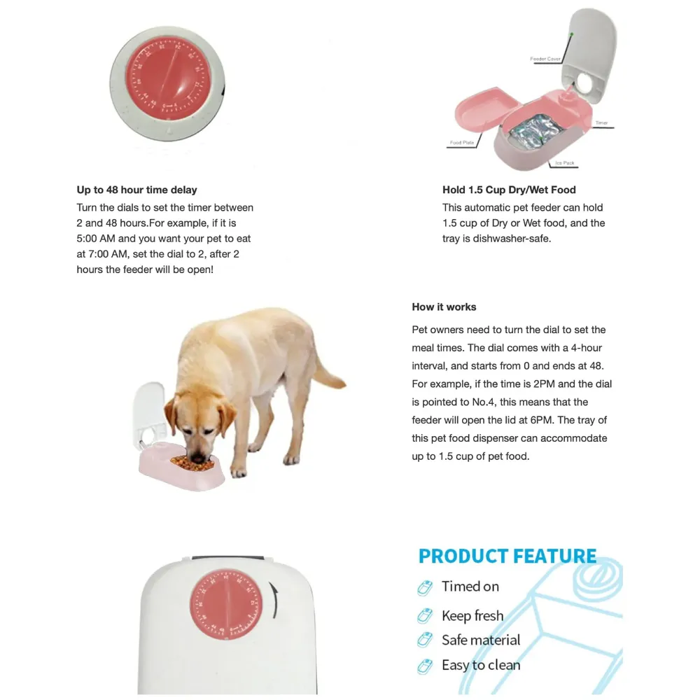 Automatic Pet Feeder for Cats and Dogs, 2 in 1 Upgraded Timed Dry Pet Food Feeder with Display, 48 Hours Retain Freshness for Semi Wet Food, Healthier Meal for All Home Pets.