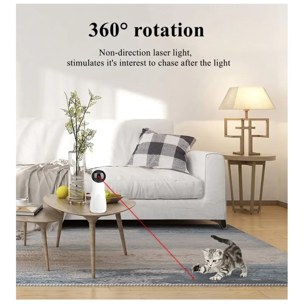 Automatic Cat Laser Toy, Interactive Laser Cat Toys Rotating Catch Training, Placing High, 5 Random Pattern, Automatic On Off and Silent, 3 Speed Modes - White, (auto Laser Toy w1)