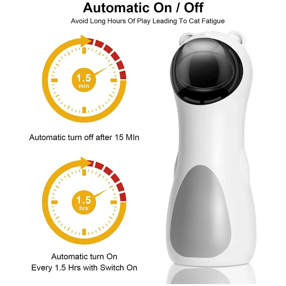 Automatic Cat Laser Toy, Interactive Laser Cat Toys Rotating Catch Training, Placing High, 5 Random Pattern, Automatic On Off and Silent, 3 Speed Modes - White, (auto Laser Toy w1)