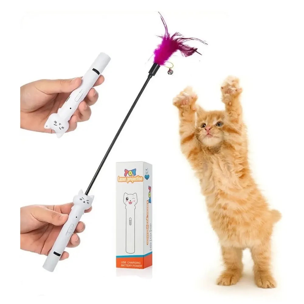4 in 1 Cat Laser Pointer Interactive Cat Toy for Cats to Chase, Rechargeable Red Laser Light Pointer Exercises Training Tool for Kittens Cats Dogs