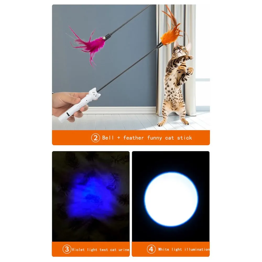4 in 1 Cat Laser Pointer Interactive Cat Toy for Cats to Chase, Rechargeable Red Laser Light Pointer Exercises Training Tool for Kittens Cats Dogs