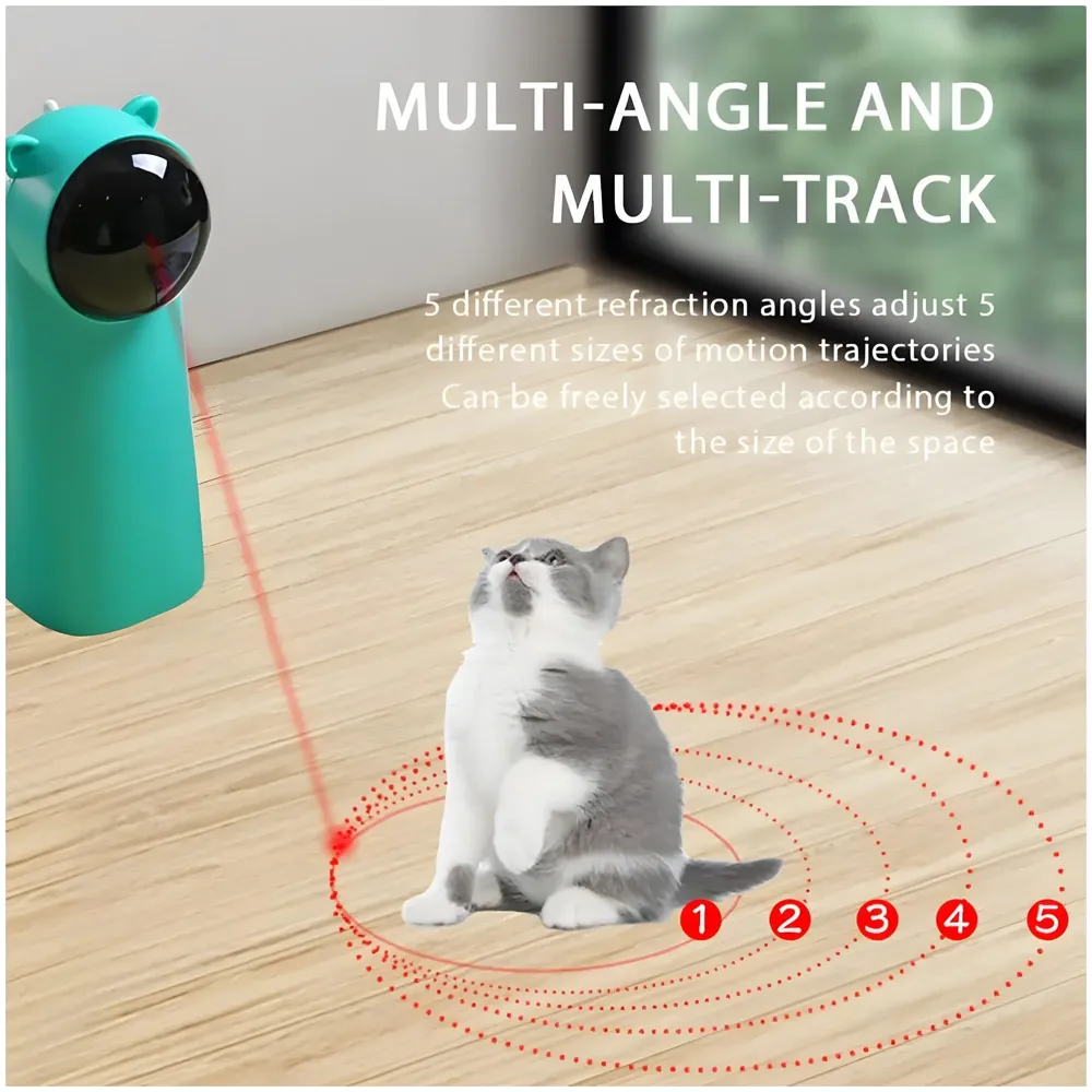 Automatic Pet Laser Toy, Interactive Laser Cat Toys Rotating Catch Training, Placing High, 5 Random Pattern, Automatic On Off and Silent, 3 Speed Modes for Cats and Dogs.