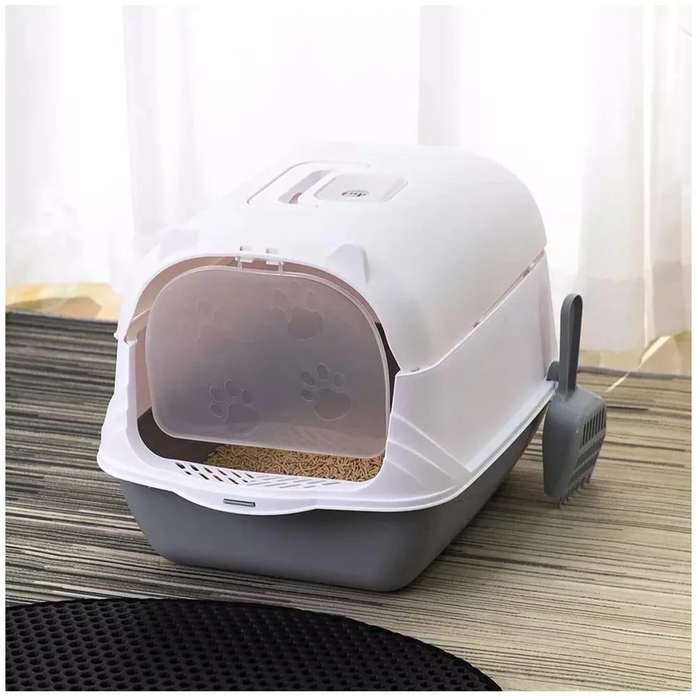 Cat Litter Box Tray with Dome Scoop Foul Smell Absorber 18 inch
