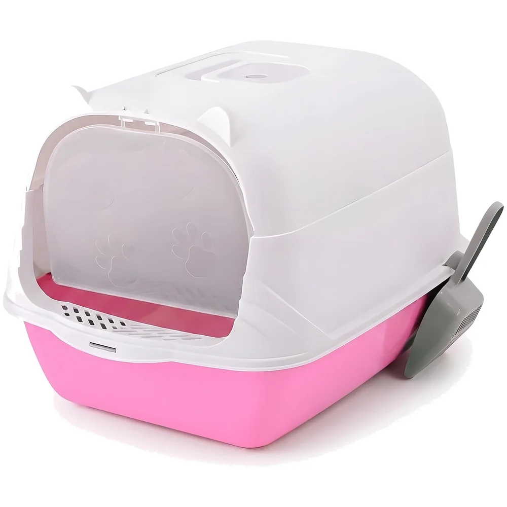 Pink Cat Litter Box Tray Dome Scoop Foul Smell Absorber 18 inch