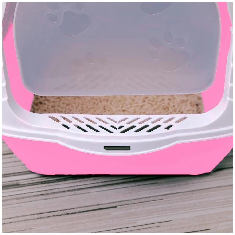 Pink Cat Litter Box Tray Dome Scoop Foul Smell Absorber 18 inch