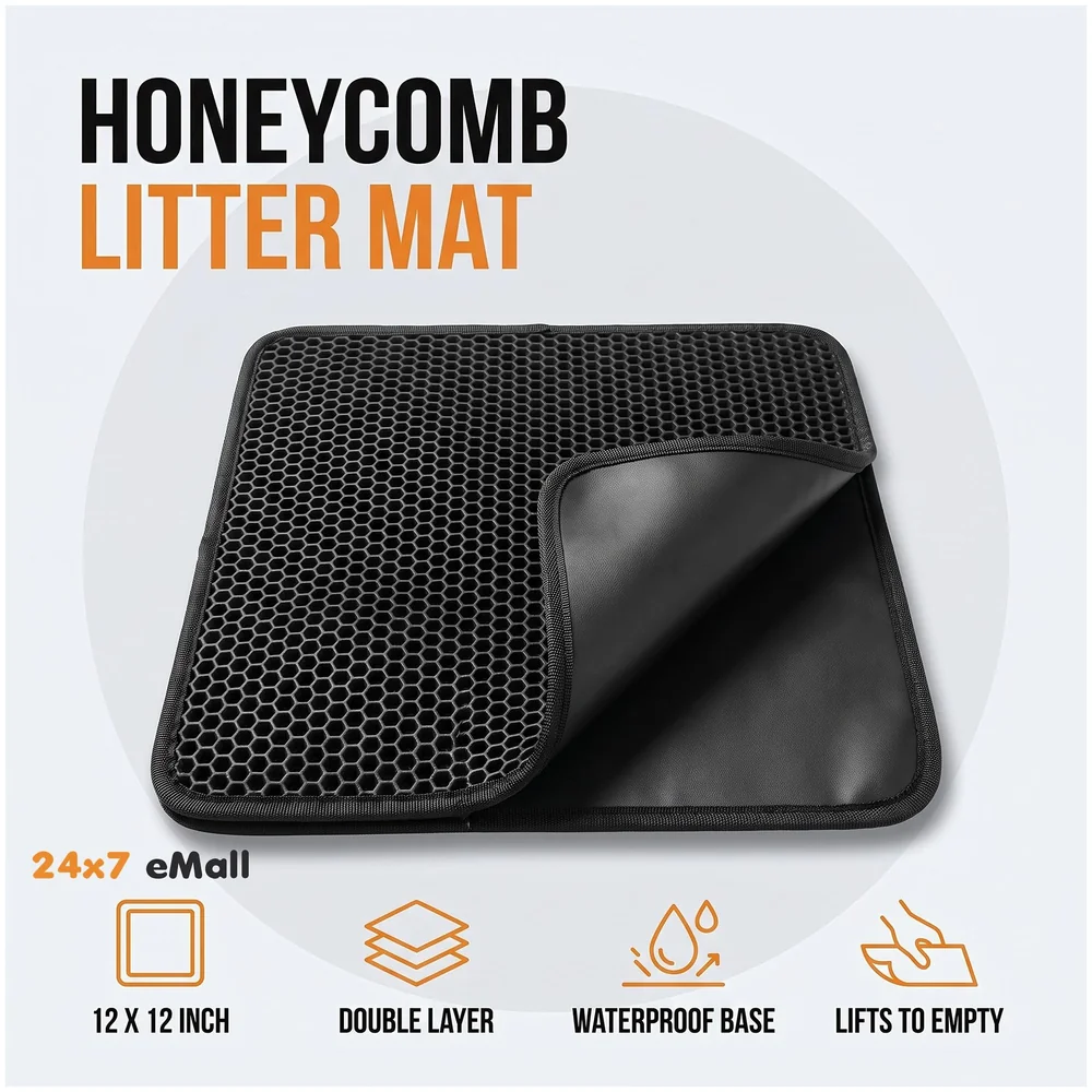 Cat Litter Mat 12 x 12 Inch Small Honeycomb Double Layer Trap