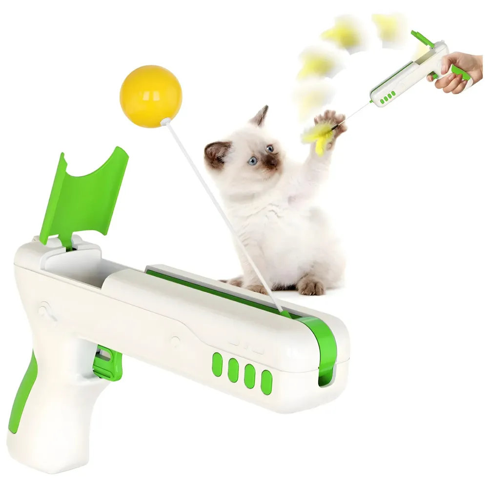 Puzzle Interactive Cat Toy for Indoor, Rebound Interactive Cat Teaser Gun, Plush Interactive Cat Stuff, The Latest Updated Pet Toy, A New Way to Exercise for Cats.