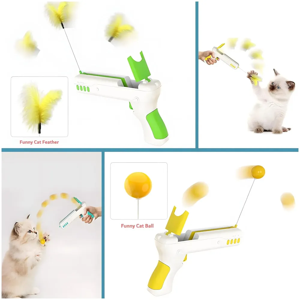 Puzzle Interactive Cat Toy for Indoor, Rebound Interactive Cat Teaser Gun, Plush Interactive Cat Stuff, The Latest Updated Pet Toy, A New Way to Exercise for Cats.