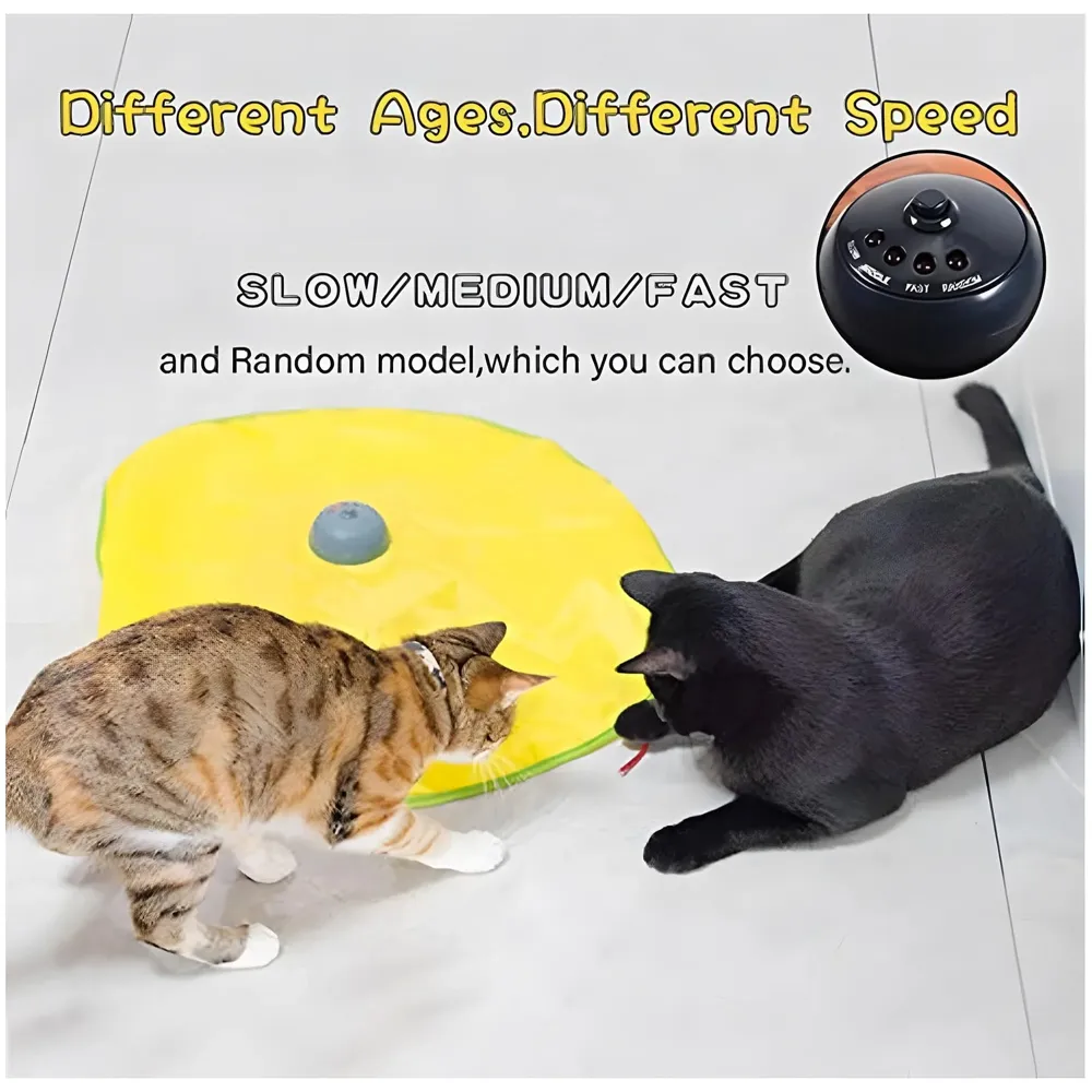 Cat Toy Interactive Electric Turn mat Toys Cat Play Plate Undercover Fabric Moving Mouse Cats Meow Play for Kittens and Cats