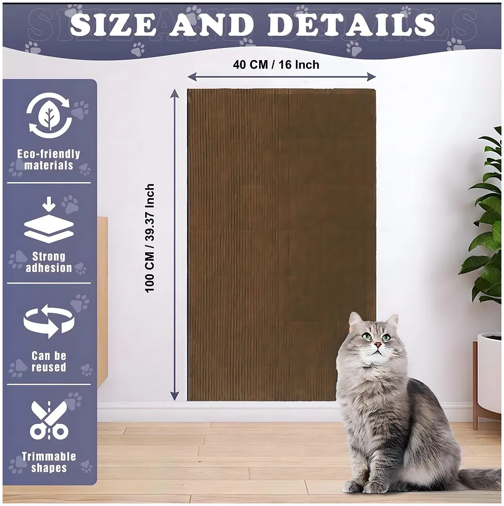 Cat Scratcher Sofa Protector Self Adhesive Mat 40x100 cm Brown