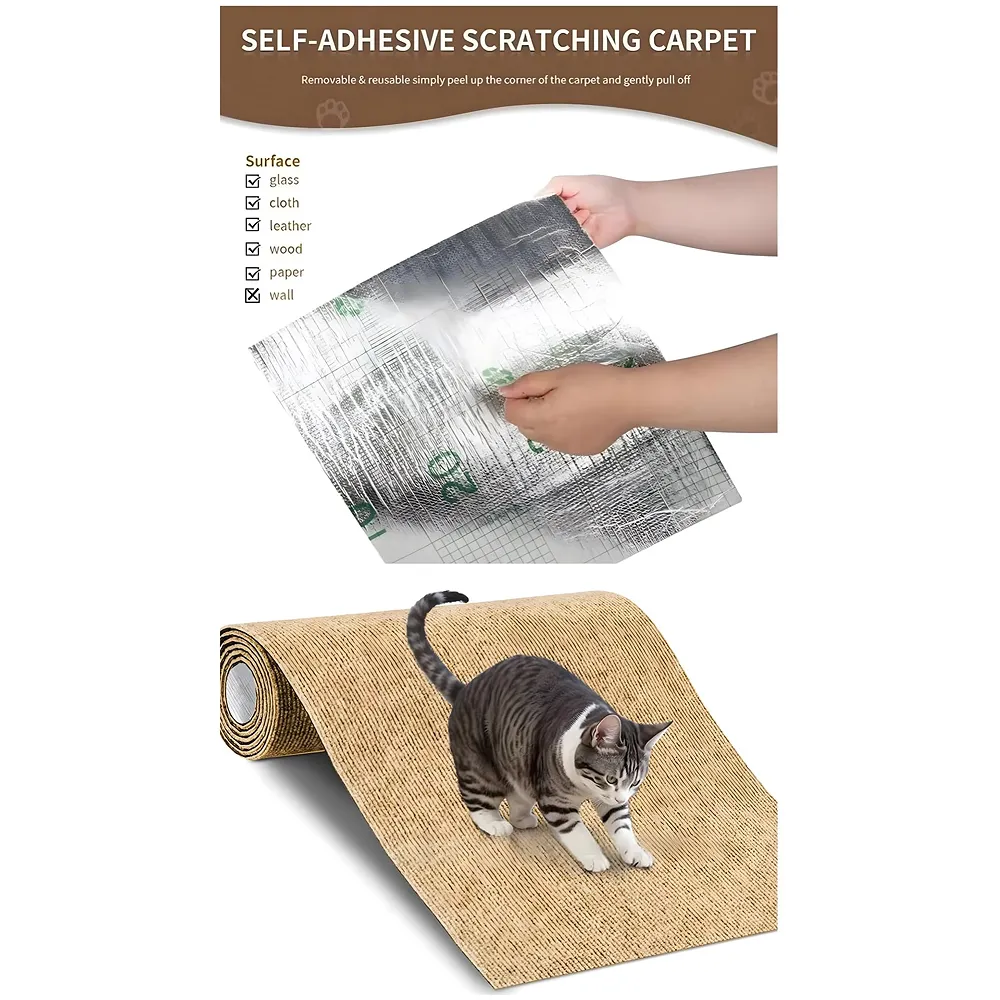 Cat Scratcher Sofa Protector Self Adhesive Mat 40x100 cm Khaki