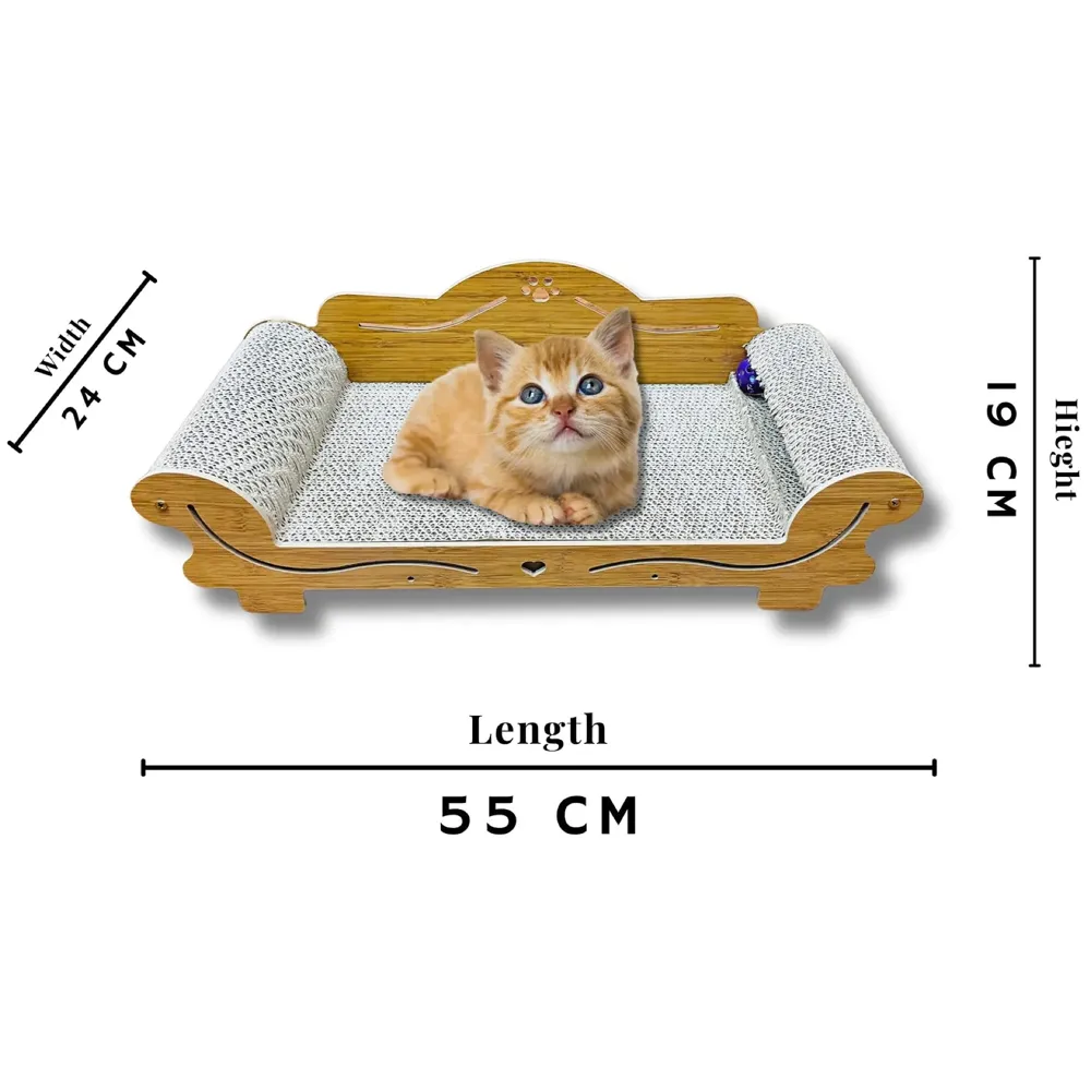 Cat Sofa with Toy Made of Scratch Pads Cat Bed Cat Box Chair Cat Ball Toy Size- 55 x 24 x 19 Cm