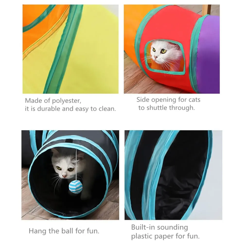 Cat Tunnel Combo 3 Way and 2 Way Tunnel Cat Toy Indoor/Outdoor Kitty/Puppy Puzzle/Exercise/Hiding Training Toy Pet Tube Collapsible Play Toy
