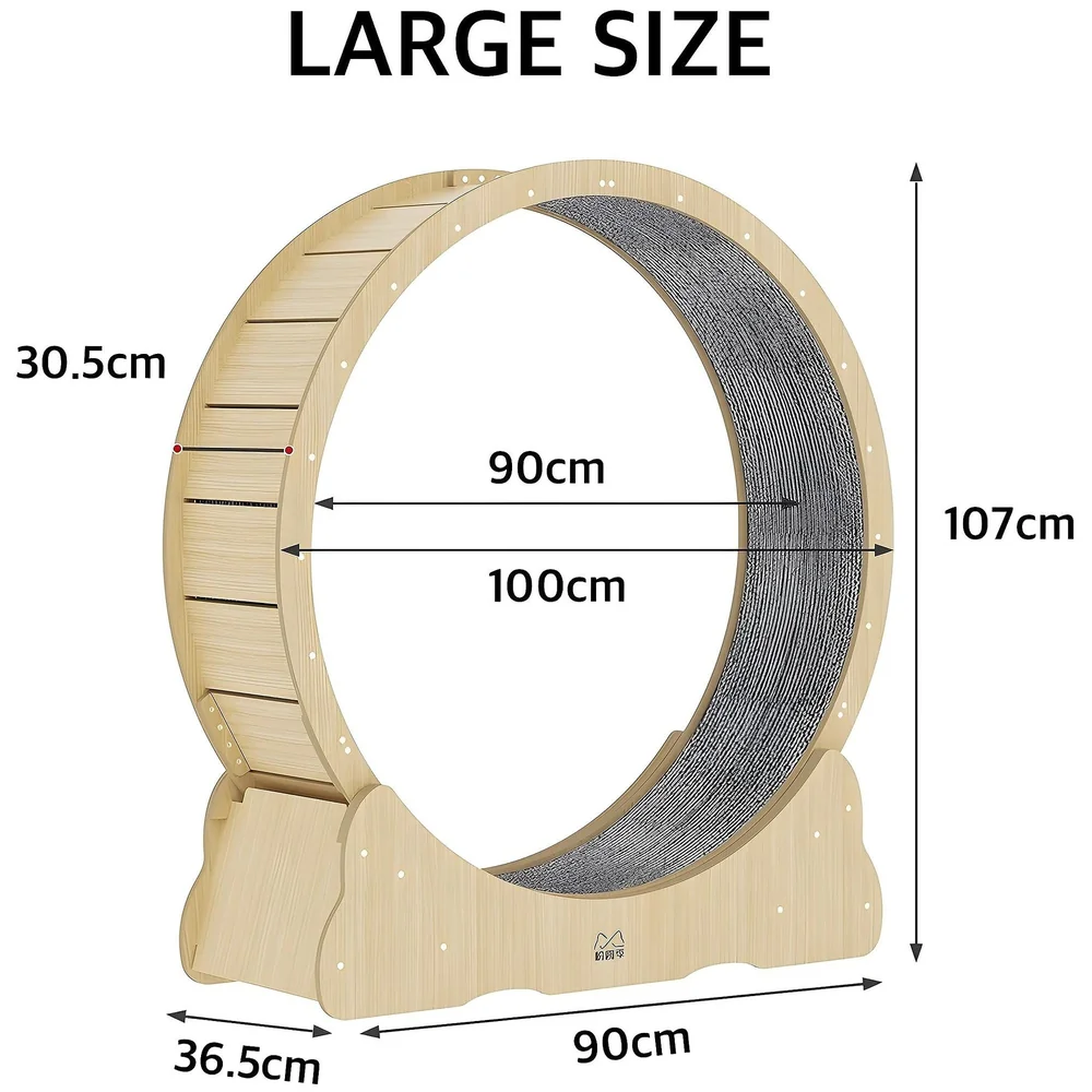 Large Cat Exercise and Running Wheel 40 Inch for Indoor, Sturdy Cat Treadmill Wheel with Locking Mechanism，Stable & Quiet Running for Cat's Healthy 100 Cm Diameter (40 Inch) Premium