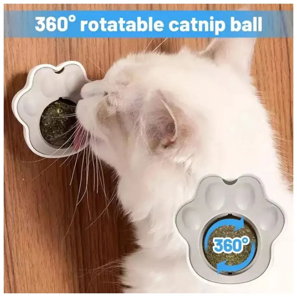 Catnip Wall Toy, Rotatable Catnip Lick able Balls, Safe Healthy Kitten Chew Toys, Teeth Cleaning Cat Bite Toy, Cat Wall Treats, 1 PC
