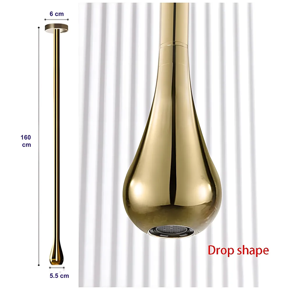 Gold Ceiling Mounted Faucet Basin Mixer Tap 160 cm Hot and Cold