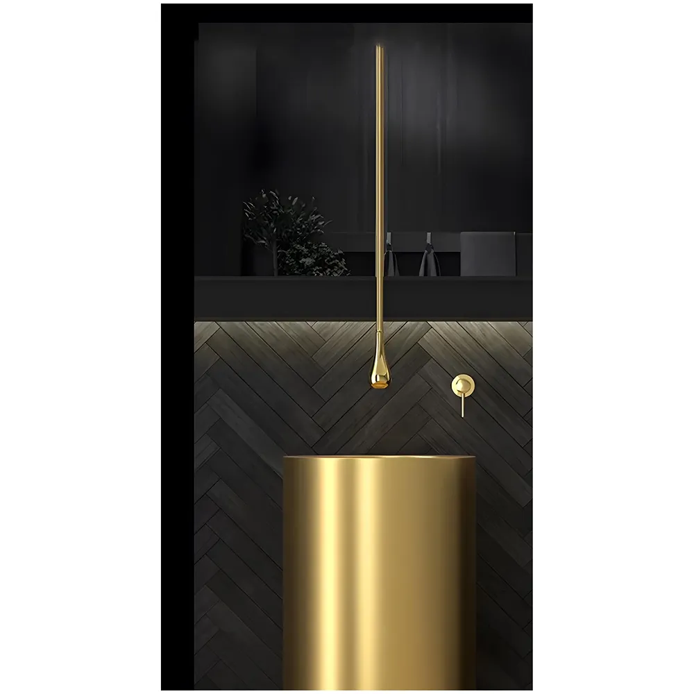 Gold Ceiling Mounted Faucet Basin Mixer Tap 160 cm Hot and Cold